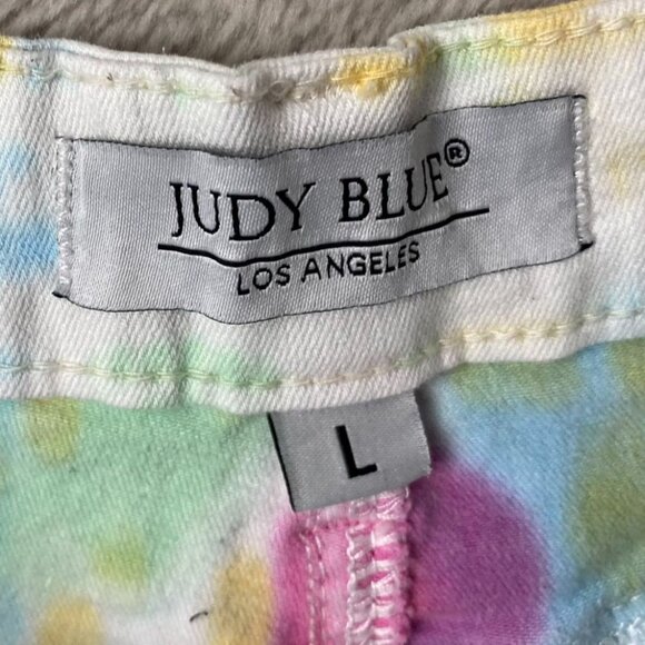 Judy Blue Woman's Tie-Dye Denim Shorts L Multicolor Cotton Blend Comfortable Sty - Picture 8 of 13